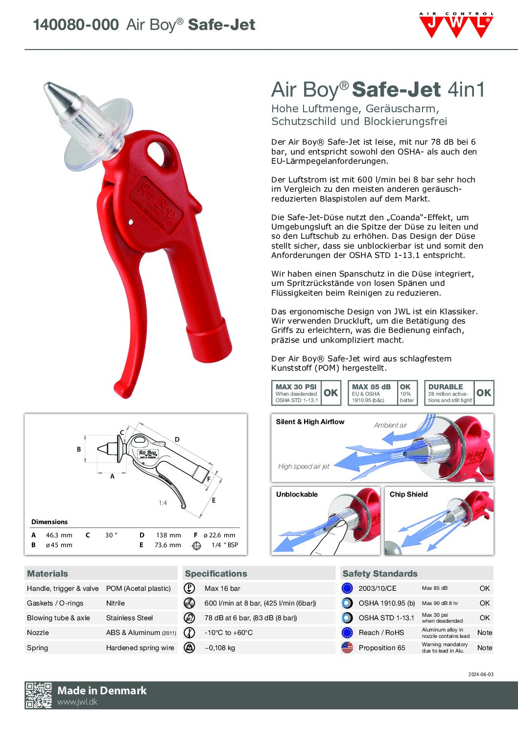 Air Boy® Safe-Jet 4in1 kurze Ausführung